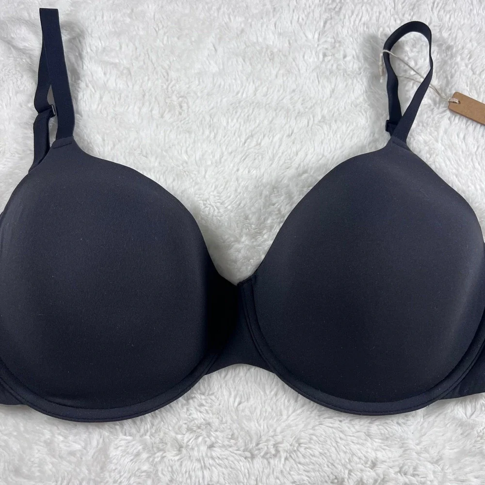 SKIMS‎ Women's Fits Everybody T-Shirt Bra Onyx Black BR-UWR-2294 Size 34DDD NWT - Picture 3 of 12